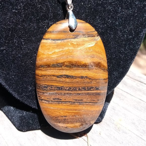 Love Is Real Couture Jewelry - Oval Tiger's Eye & Jasper Silver Necklace